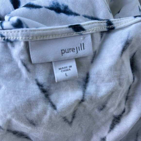 Pure J. Jill Tie Dyed Blue White Size Large Long Dress Sleeveless Lightweight - Picture 6 of 6